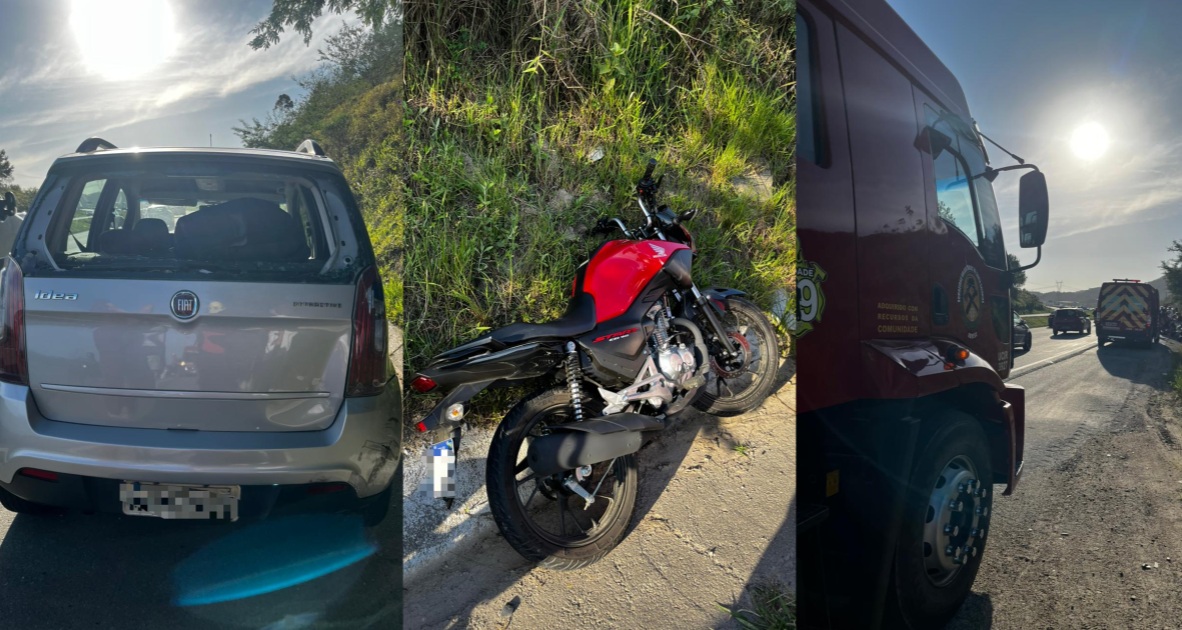 Colisão envolvendo motocicleta deixa dois feridos na BR-470, em Gaspar