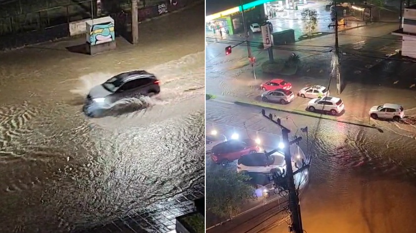 Chuva rápida volta a causar alagamentos e queda de energia em Blumenau