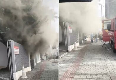 Incêndio mobiliza Corpo de Bombeiros na Rua das Palmeiras, em Blumenau