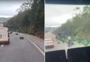 Caminhão carregado com bananas tomba na BR-470 entre Blumenau e Gaspar