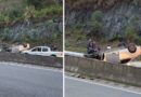 Carro capota na Serrinha do Belchior e provoca lentidão entre Gaspar e Blumenau