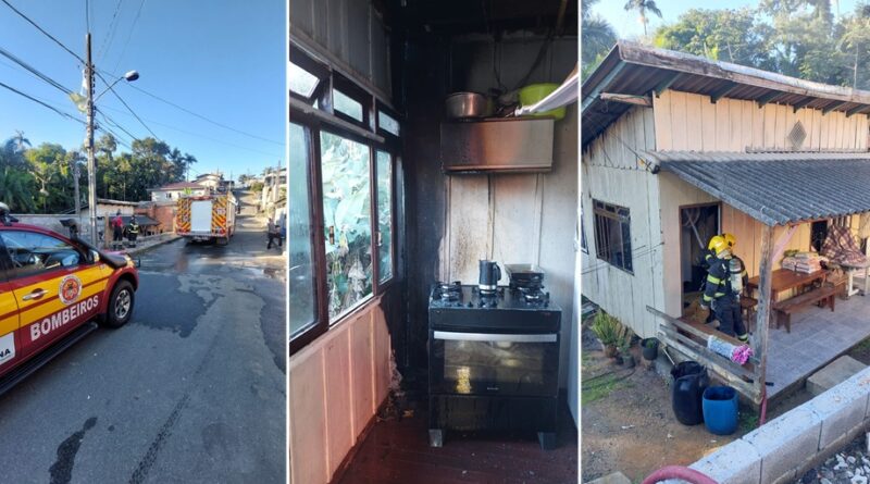 Incêndio atinge cozinha de residência no bairro Salto, em Blumenau