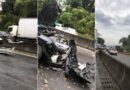 Caminhão com carga de toras tomba na BR-470 e atinge carros entre Blumenau e Gaspar