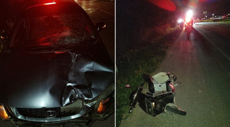 Colisão entre carro e veículo elétrico deixa mãe e filho feridos na BR-470, em Gaspar