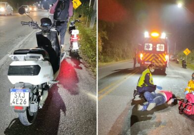 Homem fica ferido em acidente com moto elétrica na divisa entre Brusque e Gaspar
