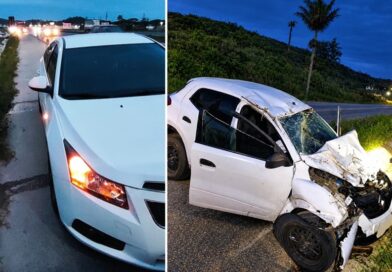 Capotamento após colisão na BR-470 deixa motorista ferido em Gaspar